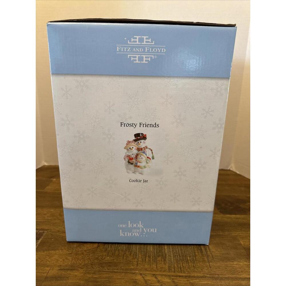 Vtg Fitz & Floyd "FROSTY FRIENDS" 12"H Cookie Jar Holiday NIB - Picture 2 of 9